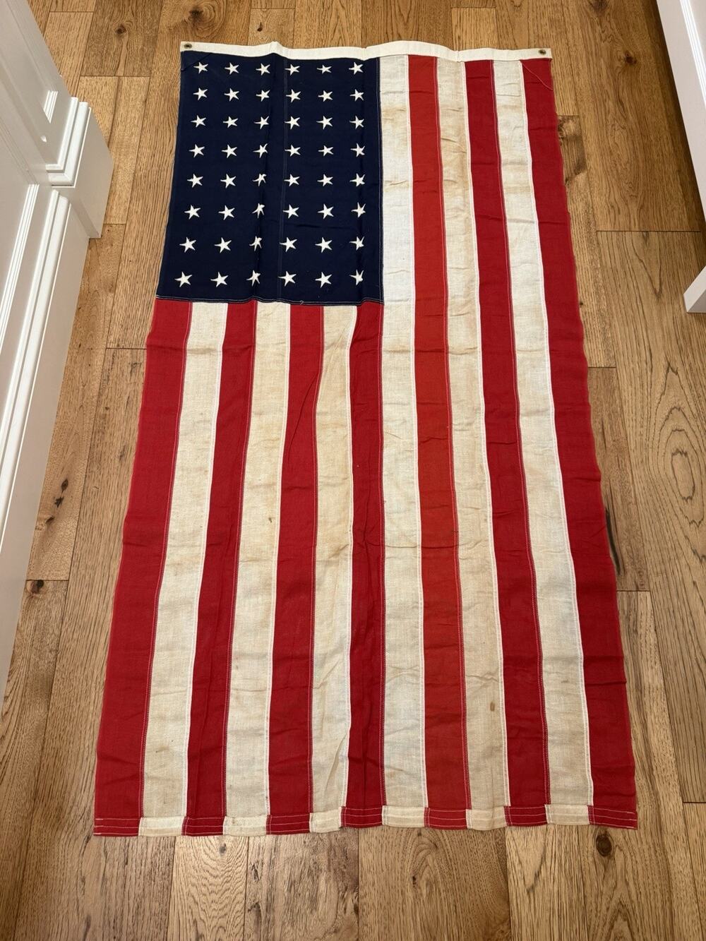 Vintage 48 Star American Flag 3x5 Cotton Embroidered Stars Sewn Stripes USA Box